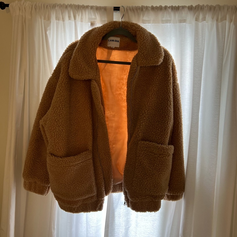 Oversized teddy zip up